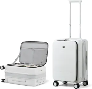 Hanke 20 Inch Expandable Carry on Luggage Hard Shell Suitcases with Wheels Top Opening TSA Luggage Rolling Suitcase for Travel Luggage Carry On Bag(Smoke White)
