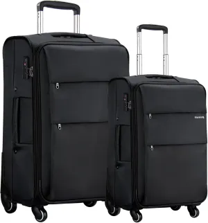 Hanke 20/28 Inch 2 Piece Luggage Sets with Spinner Wheels Expandable Luggage Large Suitcases with Wheels Lightweight Travel Luggage Rolling Suitcase with Lock Softside Checked Luggage.(Dark Gray)