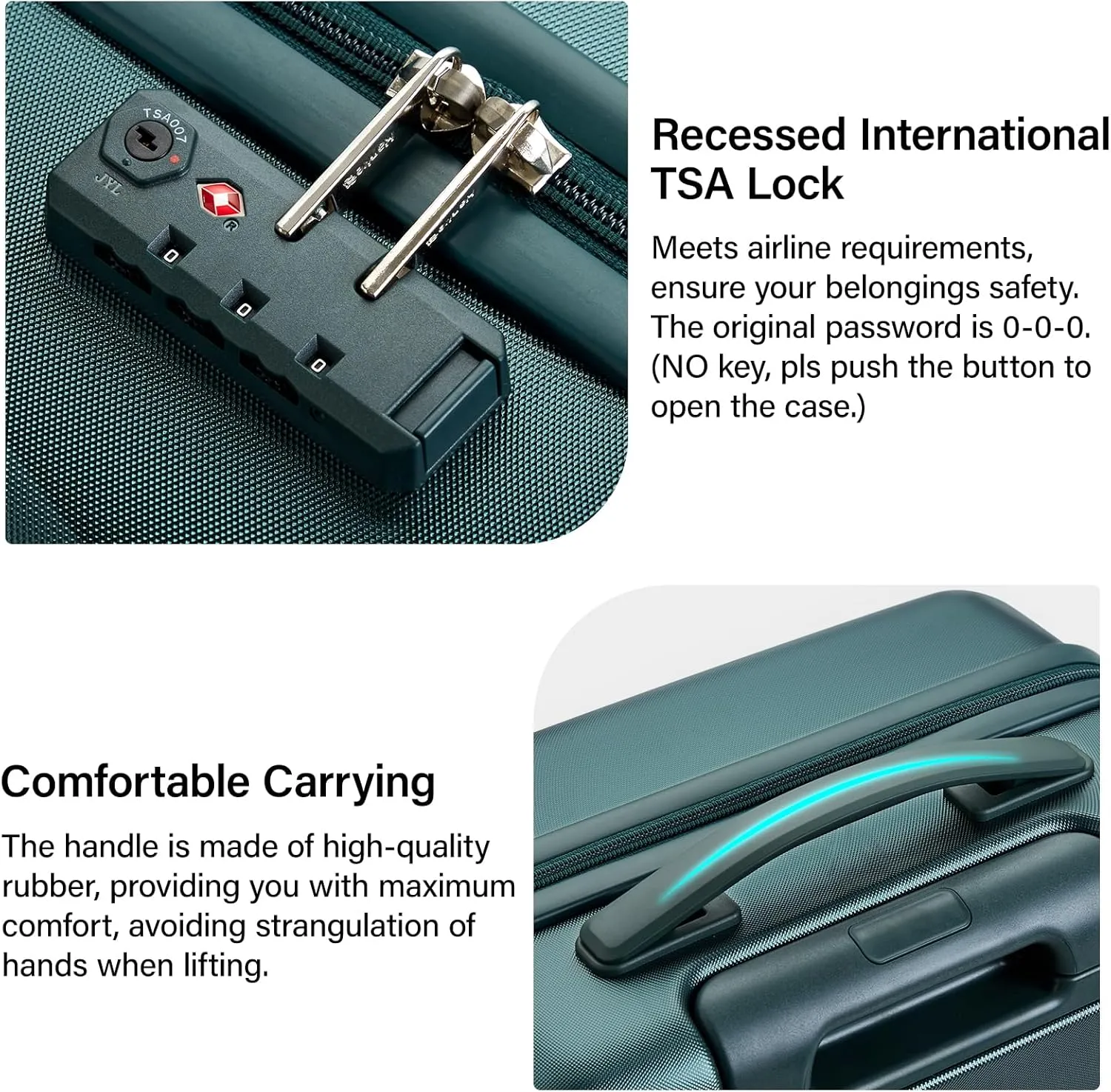 Hanke 24 Inch Checked Luggage with Spinner Wheels Hard Shell Suitcases Lightweight Travel TSA Luggage for Women Men Medium Suitcase(Blackish Green)