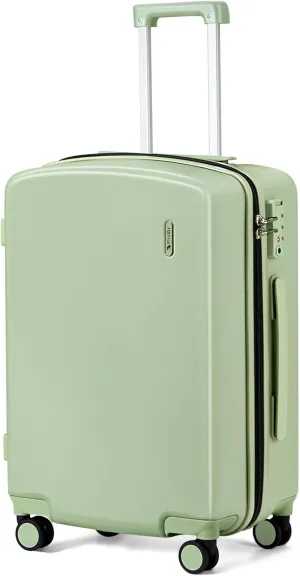 Hanke 24 Inch Checked Luggage with Wheels Lightweight PC Hard Shell Suitcases Luggage Medium Size Travel Luggage Checked Bag Rolling Suitcase for Mens Women(Bamboo Green)