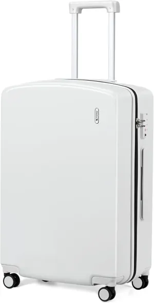 Hanke 24 Inch Checked Luggage with Wheels Lightweight PC Hard Shell Suitcases TSA Luggage Medium Size Travel Luggage Checked Bag Rolling Suitcase for Mens Women(Smoke White)