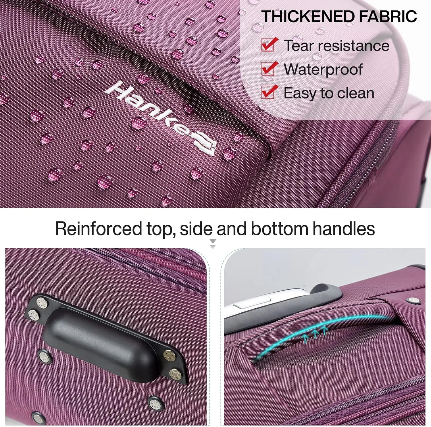Hanke 24 Inch Expandable Luggage Large Suitcases with Wheels Softside Checked Luggage Rolling Suitcase with Lock Lightweight Travel Luggage for Men and Women 24 Inch Luggage.(Purple)