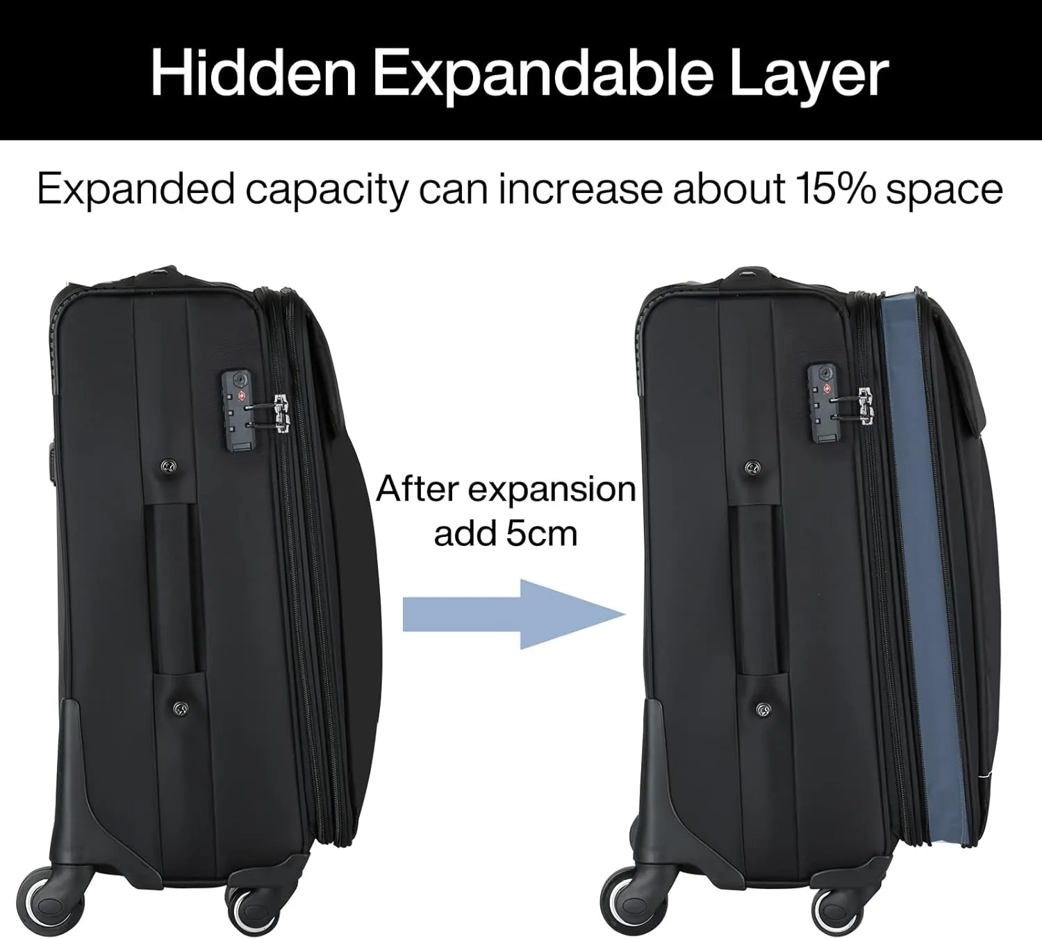 Hanke 24 Inch Expandable Luggage Large Suitcases with Wheels Softside Checked Luggage Rolling Suitcase with Lock Lightweight Travel Luggage for Men and Women 24 Inch Luggage.(Purple)