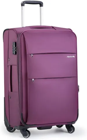 Hanke 24 Inch Expandable Luggage Large Suitcases with Wheels Softside Checked Luggage Rolling Suitcase with Lock Lightweight Travel Luggage for Men and Women 24 Inch Luggage.(Purple)
