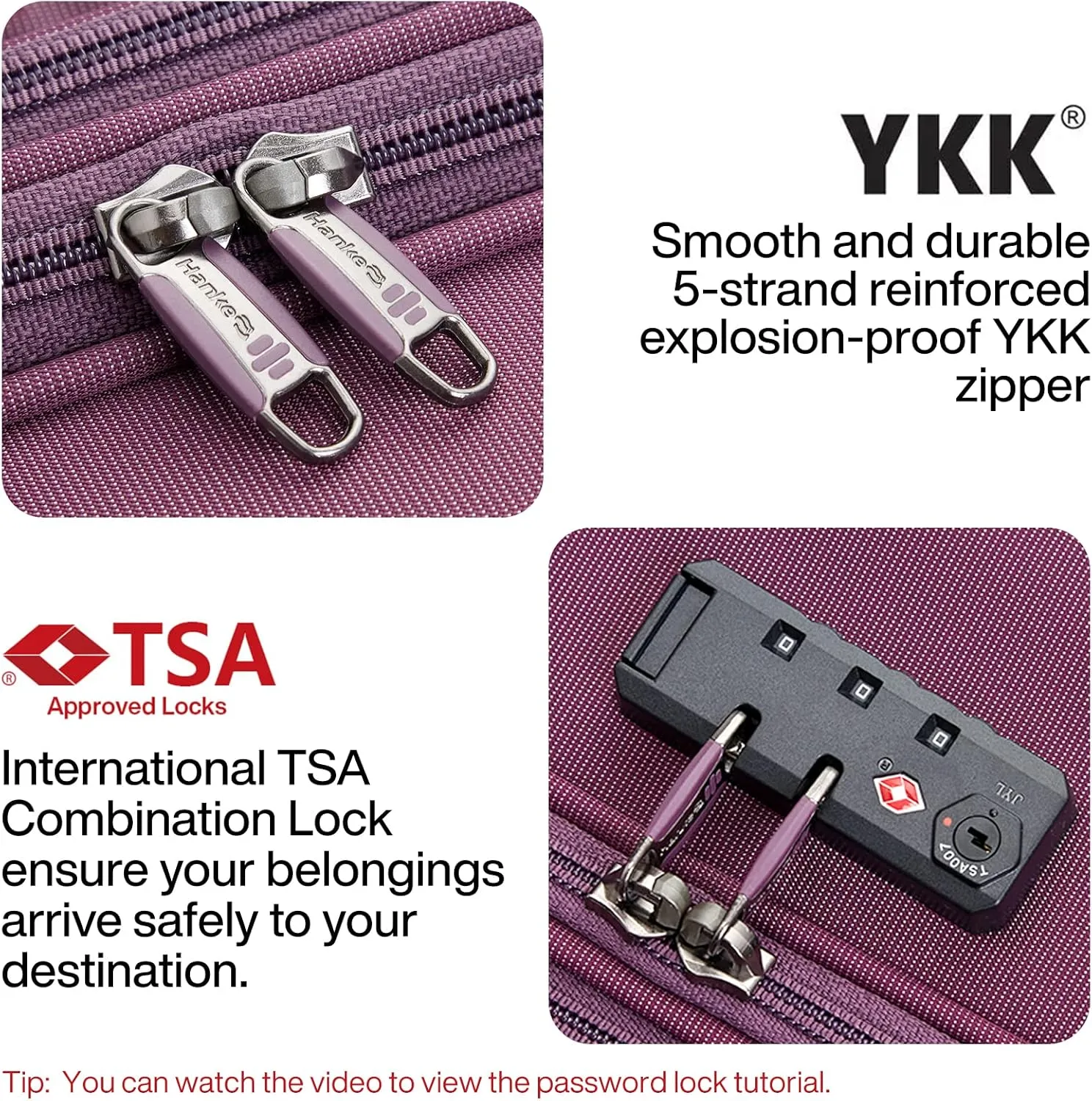 Hanke 24 Inch Expandable Luggage Large Suitcases with Wheels Softside Checked Luggage Rolling Suitcase with Lock Lightweight Travel Luggage for Men and Women 24 Inch Luggage.(Purple)