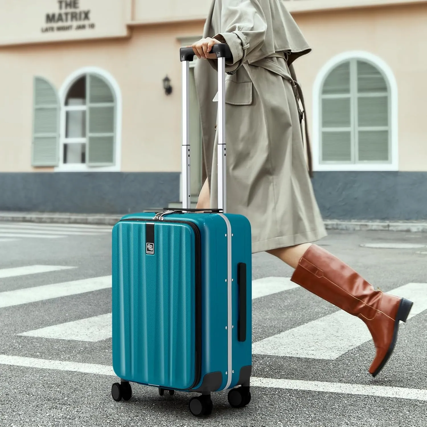 Hanke 26 Inch Large Luggage Suitcase Top Opening Aluminum Frame Tsa Luggage Hard Shell Suitcases with Wheels for Travel Woman Men, Caribbean Blue