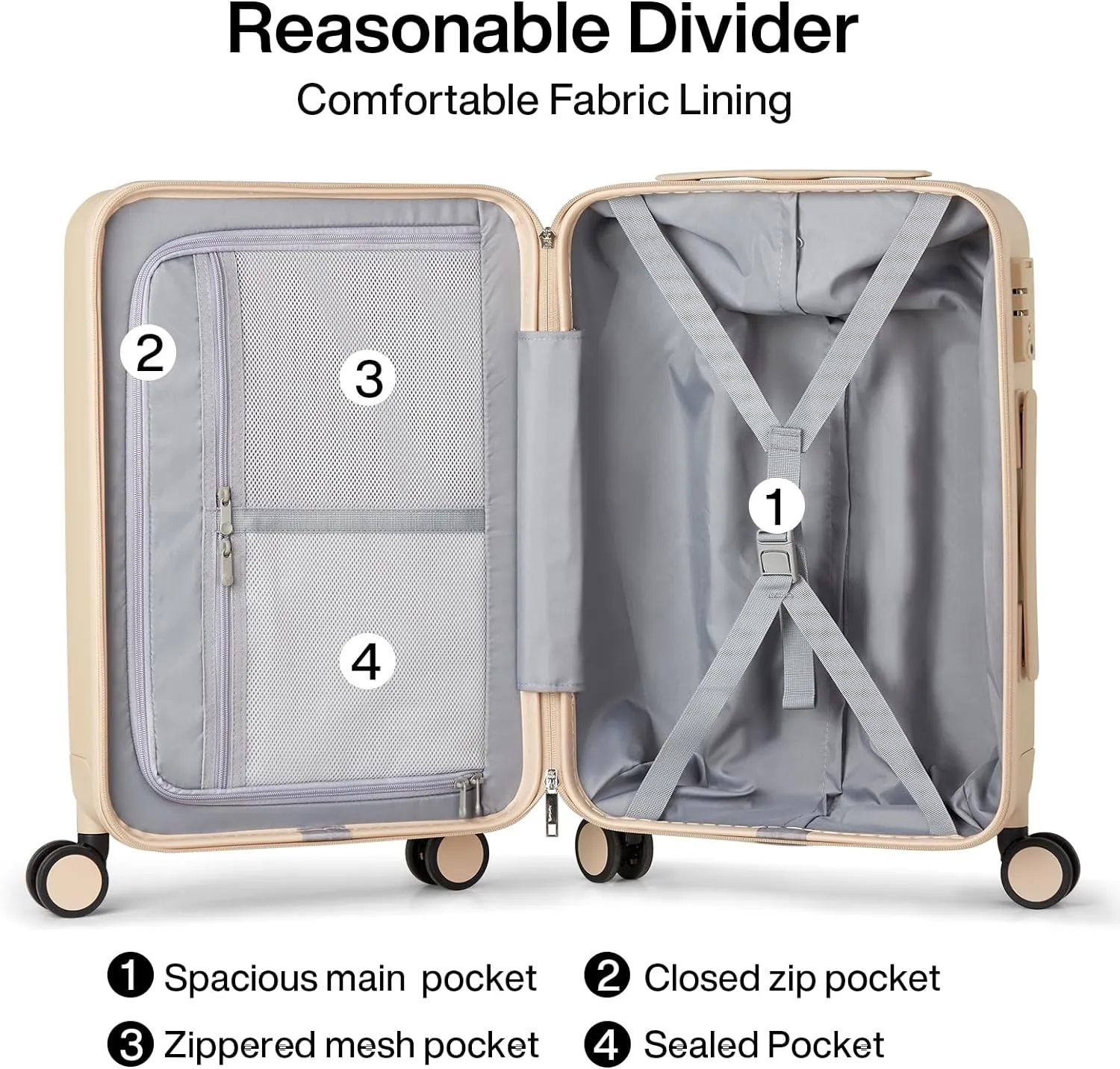 Hanke 28 Inch Luggage Large Suitcase with Spinner Wheels Tsa Luggage Hard Case Suitcases for Women Men Rolling Checked Luggage(Cuba Sand)