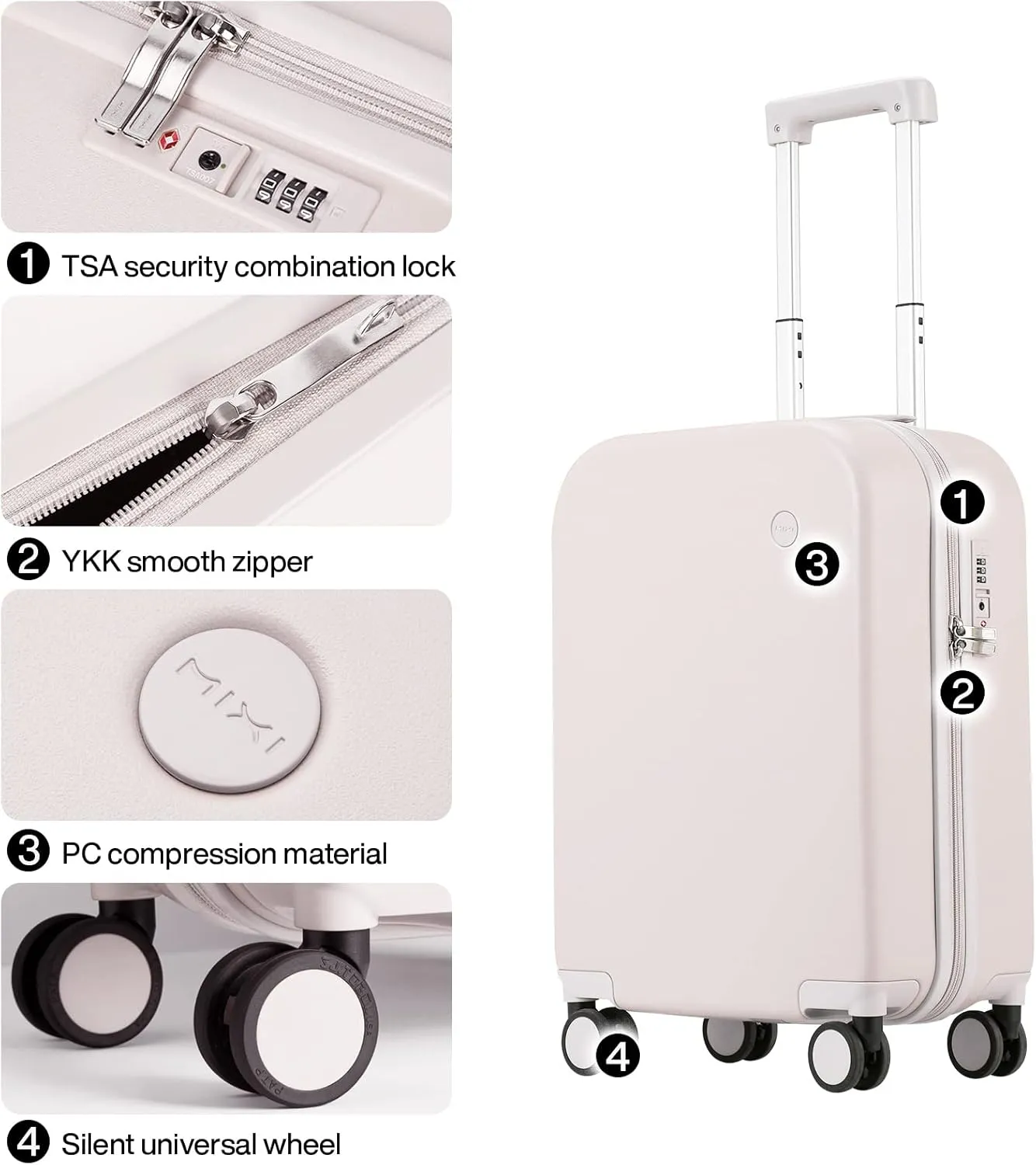 Hanke Suitcase Luggage with Spinner Wheels, Hardside Rolling Suitcase PC with Cover & TSA Lock Lightweight Travel Case 16'' 20'' 22'' 24'' 28'' Carry on