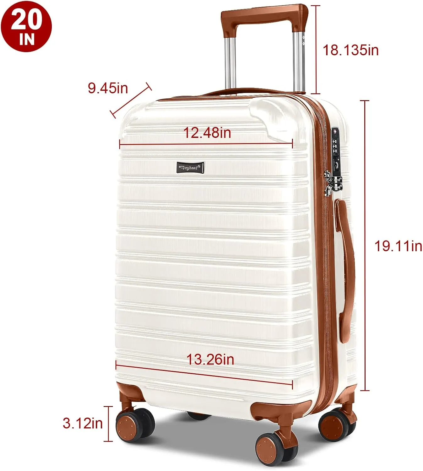 Hard Case Luggage 2 Piece Sets Carry On Luggage Lightweight With Spinner Wheels Rolling Suitcase 22x14x9 Airline Approved PC ABS TSA Lock Hardshell Travel Carry On Hardside 14/20 Inch 2PCS,Beige