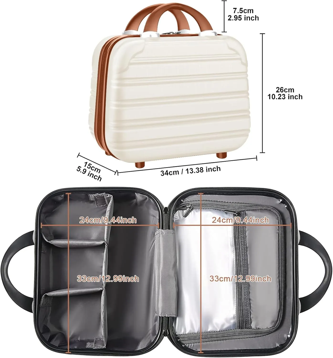 Hard Case Luggage 2 Piece Sets Carry On Luggage Lightweight With Spinner Wheels Rolling Suitcase 22x14x9 Airline Approved PC ABS TSA Lock Hardshell Travel Carry On Hardside 14/20 Inch 2PCS,Beige