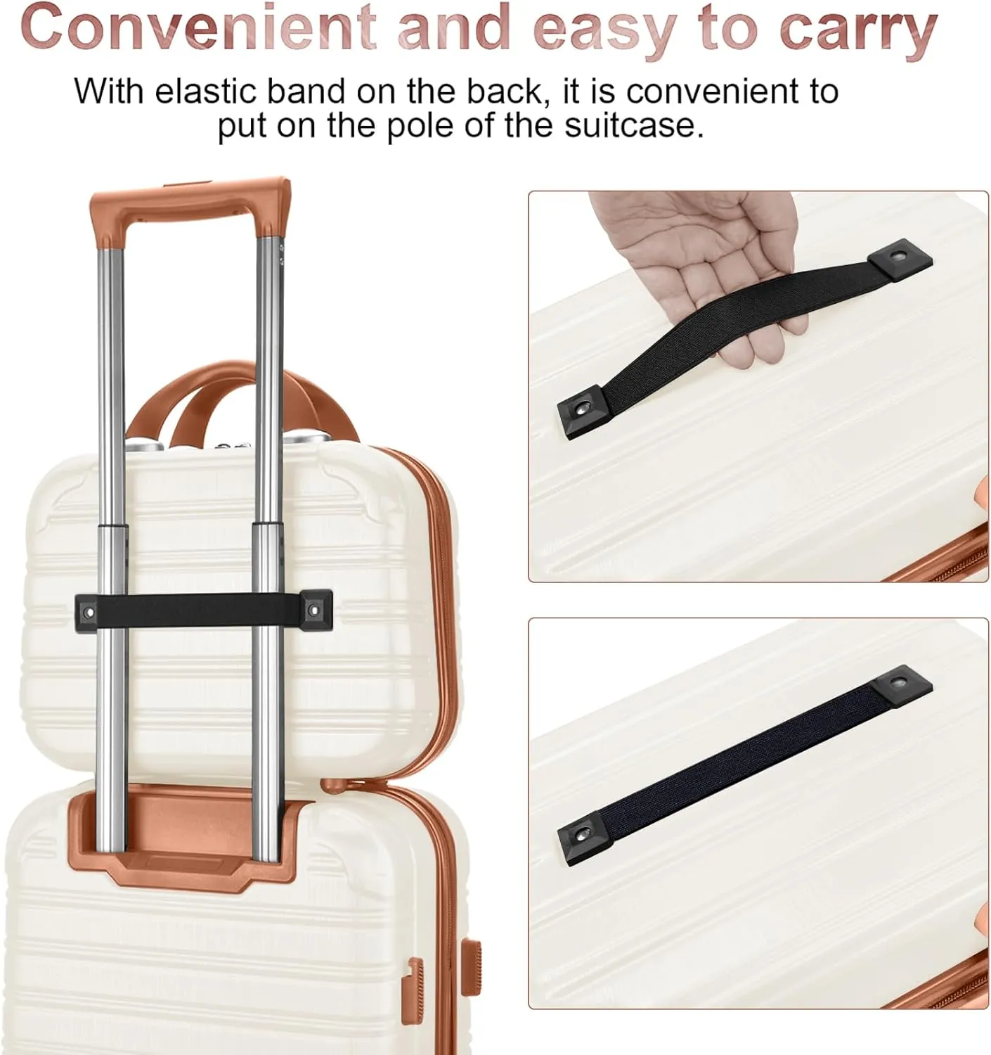 Hard Case Luggage 2 Piece Sets Carry On Luggage Lightweight With Spinner Wheels Rolling Suitcase 22x14x9 Airline Approved PC ABS TSA Lock Hardshell Travel Carry On Hardside 14/20 Inch 2PCS,Beige