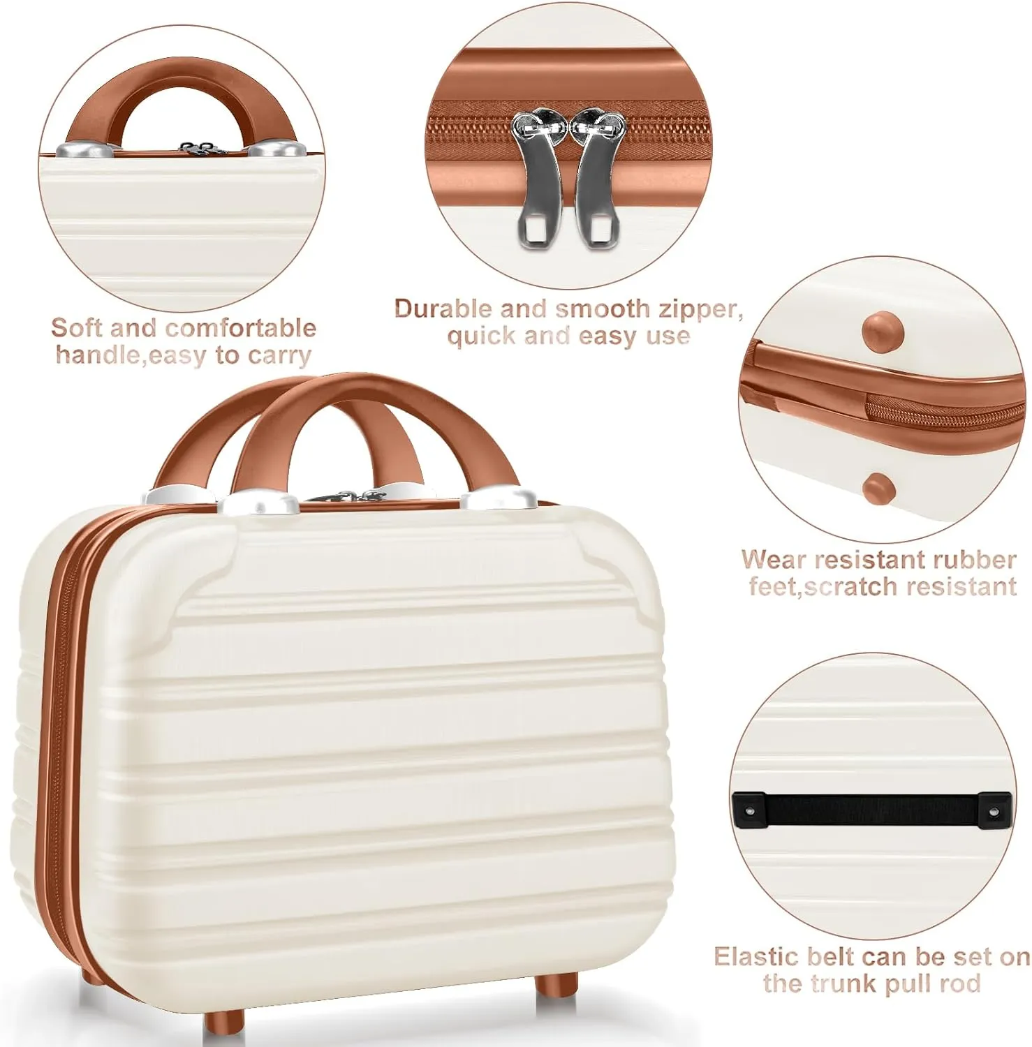 Hard Case Luggage 2 Piece Sets Carry On Luggage Lightweight With Spinner Wheels Rolling Suitcase 22x14x9 Airline Approved PC ABS TSA Lock Hardshell Travel Carry On Hardside 14/20 Inch 2PCS,Beige