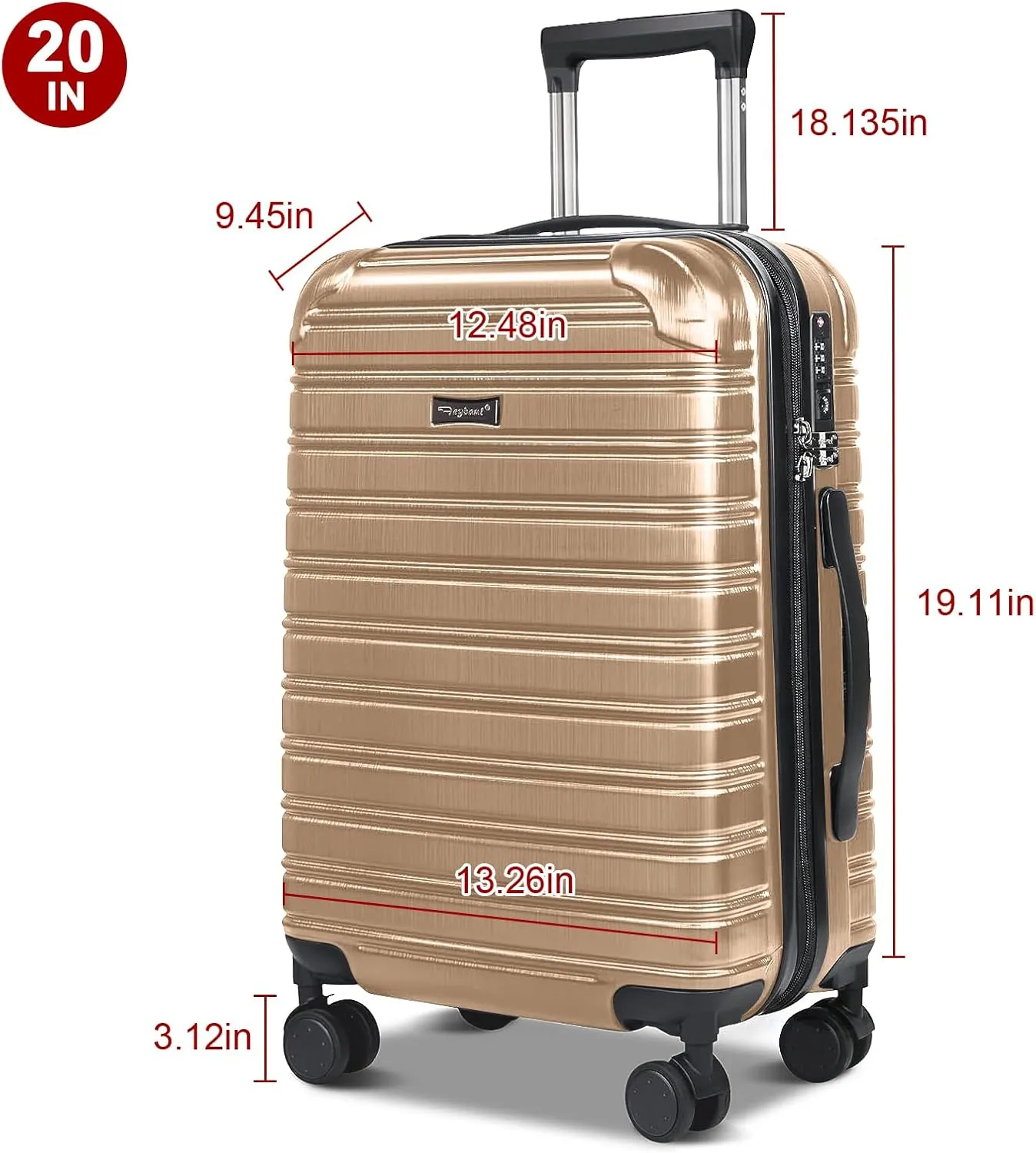 Hard Case Luggage 2 Piece Sets Carry On Luggage Lightweight With Spinner Wheels Rolling Suitcase 22x14x9 Airline Approved PC ABS TSA Lock Hardshell Travel Carry On Hardside 14/20 Inch 2PCS,Champagne