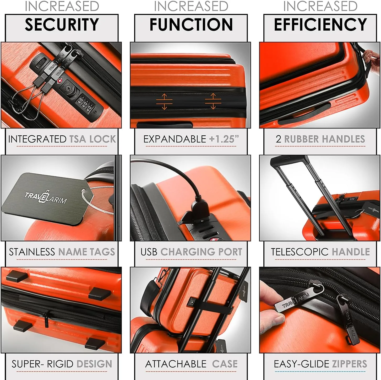 Hard Shell Luggage Sets with Spinner Wheels 4 Piece, Expandable Large Suitcases with TSA Lock, Travel Large Suitcase Set, Orange Luggage Set