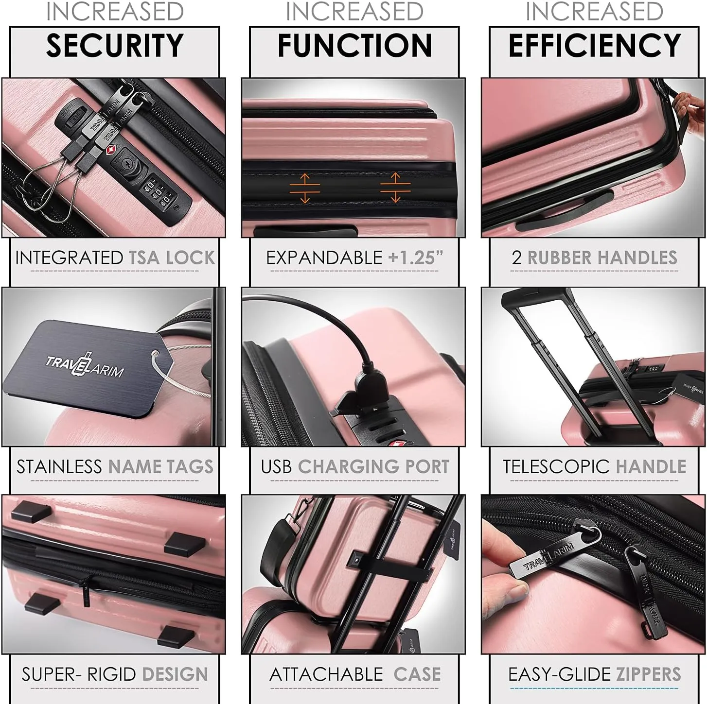 Hard Shell Luggage Sets with Spinner Wheels 4 Piece, Expandable Large Suitcases with TSA Lock, Travel Large Suitcase Set, Pink Luggage Set