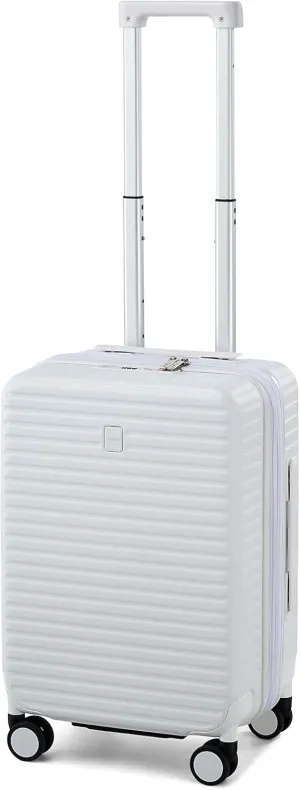 Hard Shell Suitcases Airline Approved 20 Inch Carry on Luggage, Expandable Travel Luggage Carry on Luggage with Cup Holder Charger Built in, Lightweight Small Suitcases with Wheels, White