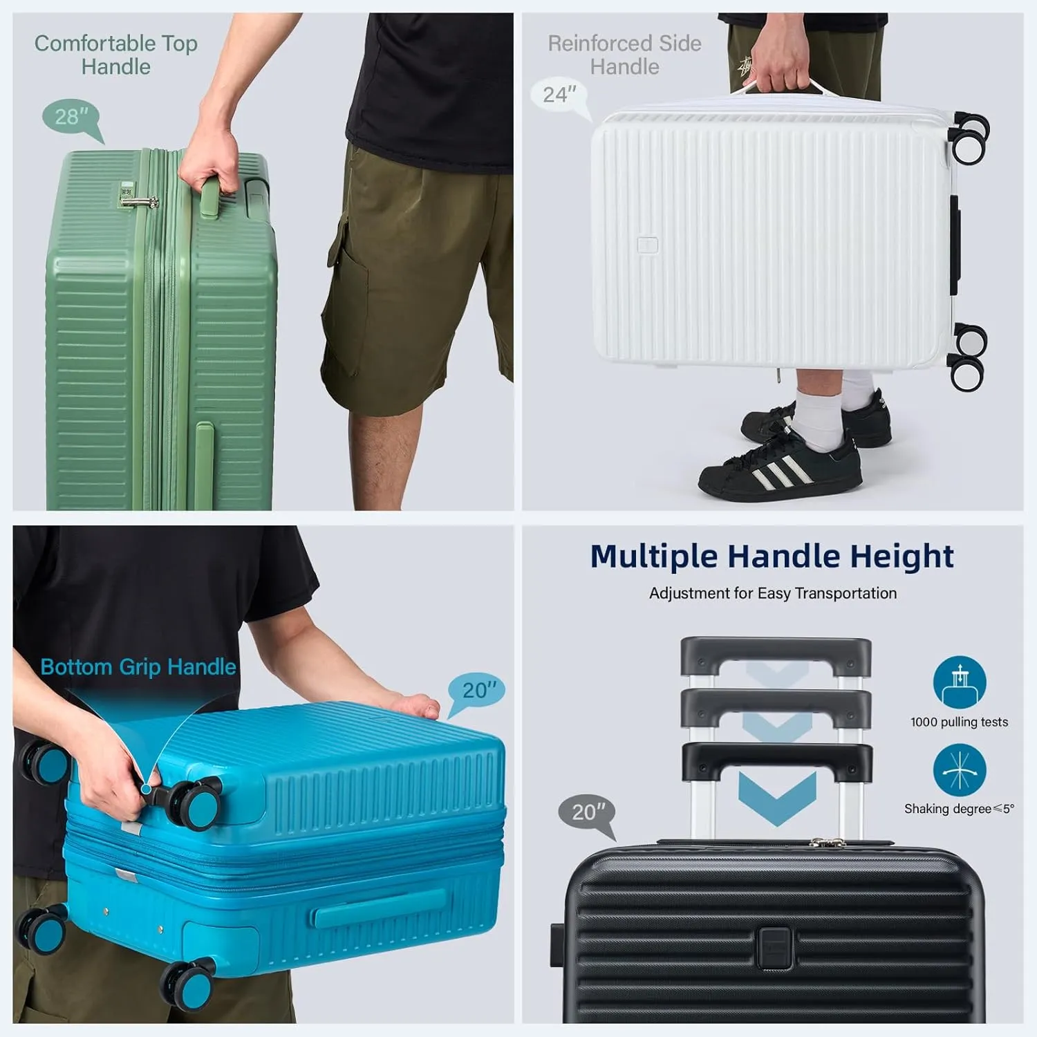 Hard Shell Suitcases Airline Approved 20 Inch Carry on Luggage, Expandable Travel Luggage Carry on Luggage with Cup Holder Charger Built in, Lightweight Small Suitcases with Wheels, White