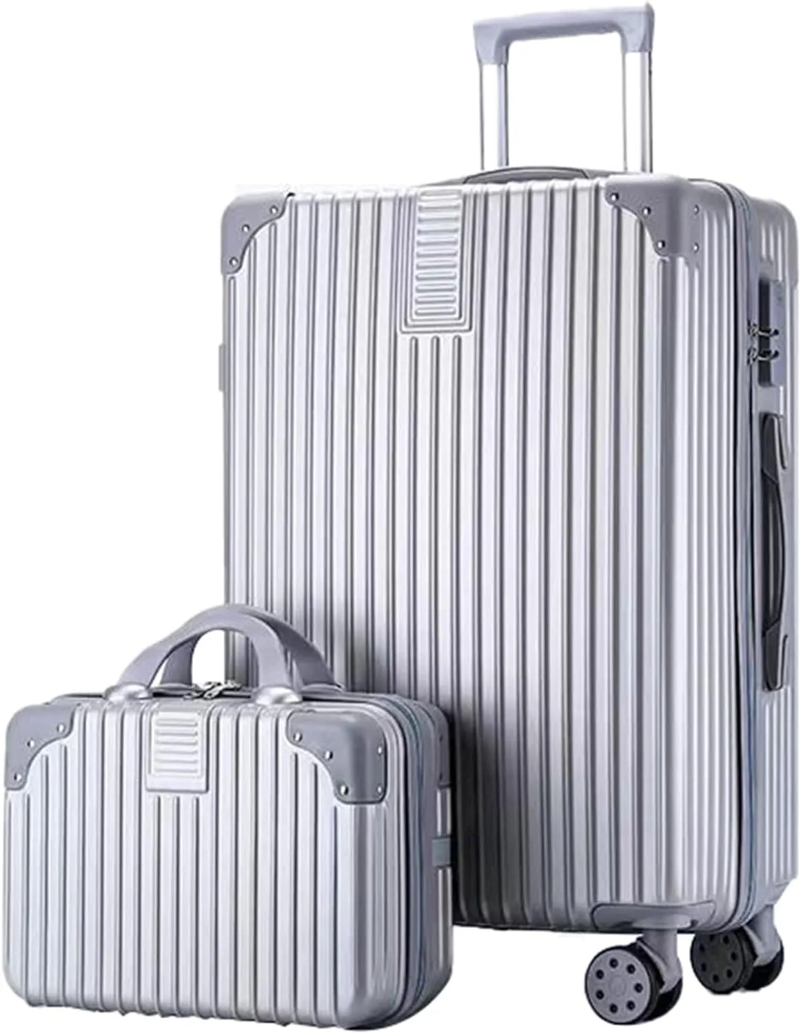 Hardside Expandable Rolling Luggage, With Silent Swivel Wheel, Combination Lock, Large Suitcase, Dustproof And Waterproof (Color : 20 Bag, Size : Silver)