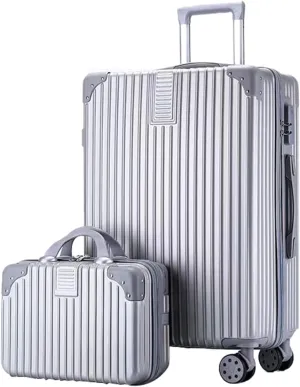 Hardside Expandable Rolling Luggage, With Silent Swivel Wheel, Combination Lock, Large Suitcase, Dustproof And Waterproof (Color : 20 Bag, Size : Silver)