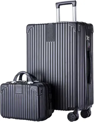 Hardside Expandable Rolling Luggage, With Silent Swivel Wheel, Combination Lock, Large Suitcase, Dustproof And Waterproof (Color : 22 Bag, Size : Black)