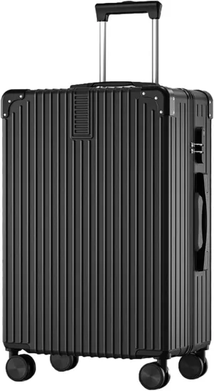 Hardside Expandable Rolling Luggage, With Silent Swivel Wheel, Combination Lock, Large Suitcase, Dustproof And Waterproof (Color : 22, Size : Black)