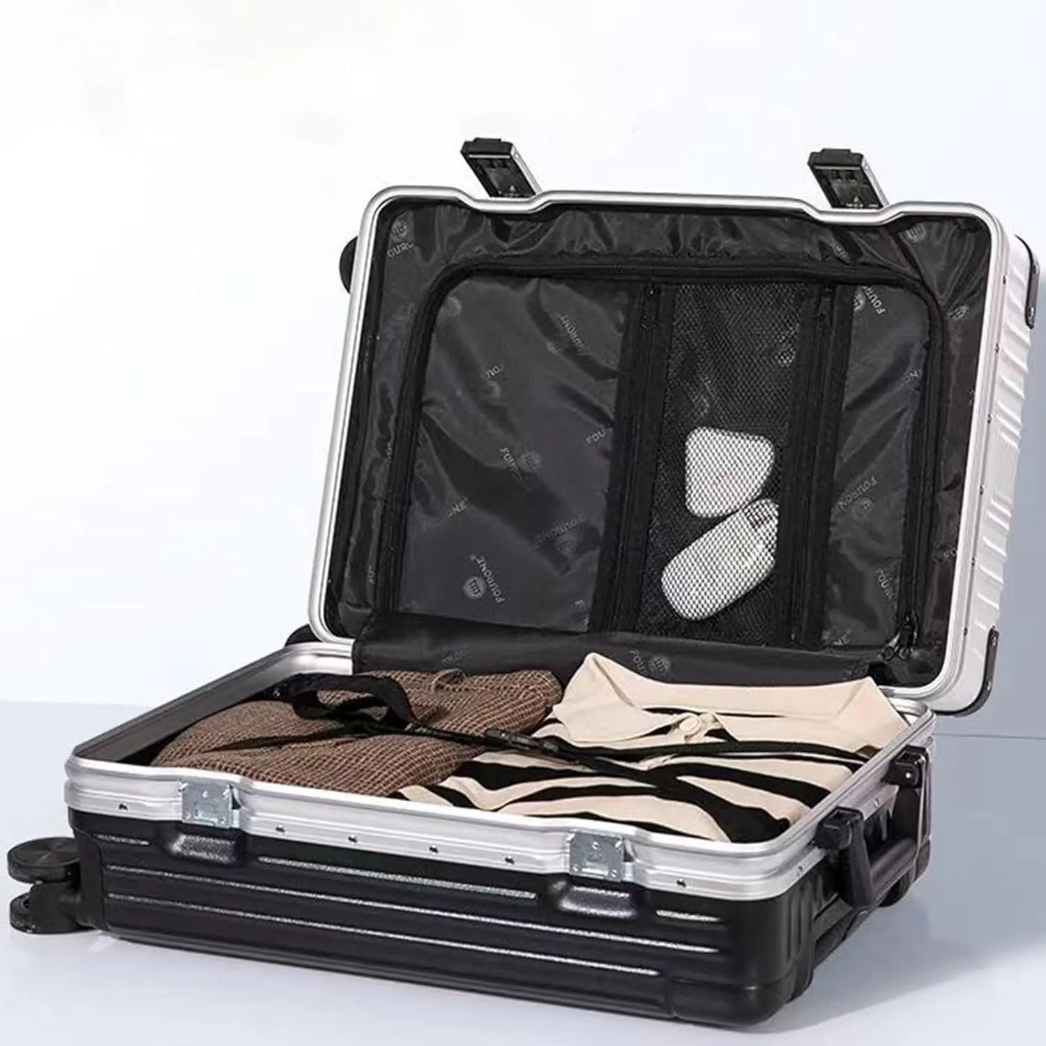 Hardside Expandable Rolling Luggage, With Silent Swivel Wheel, Combination Lock, Large Suitcase, Dustproof And Waterproof (Color : 22, Size : Black)