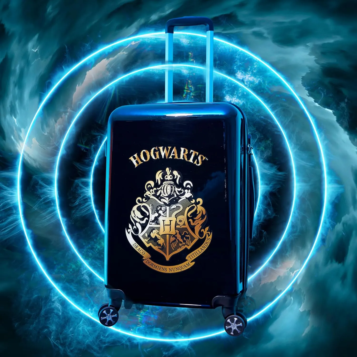 Harry Potter Suitcase for Kids Teens Hogwarts Hard Shell Luggage Rolling Suitcase 4 Wheels & Extendable Handle Travel Essentials for Vacations Trips (M/26.37Inch - 60L, Black)