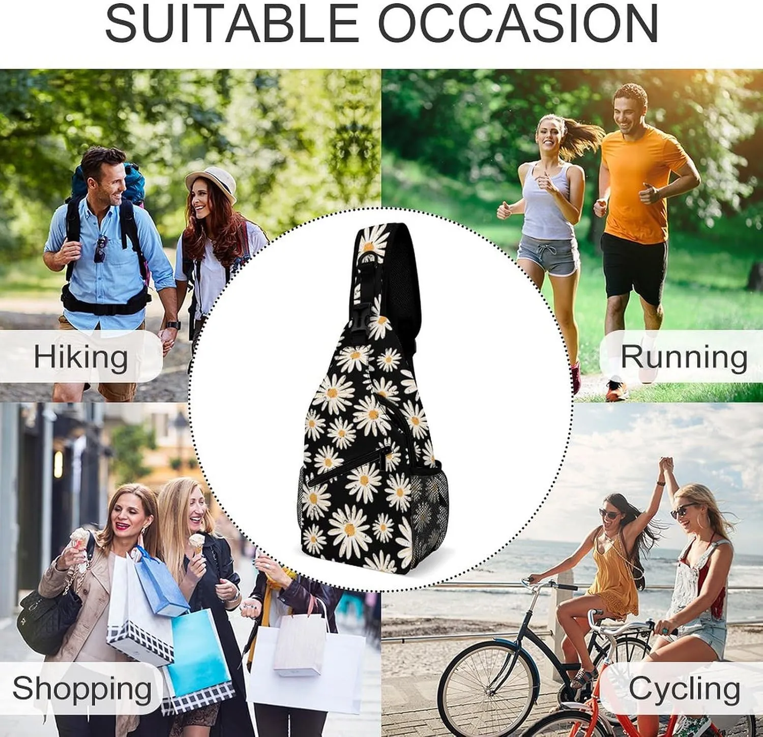 Hippie Flowers Versatile And Convenient Multipurpose Crossbody Bag - Perfect for Travel And Hiking