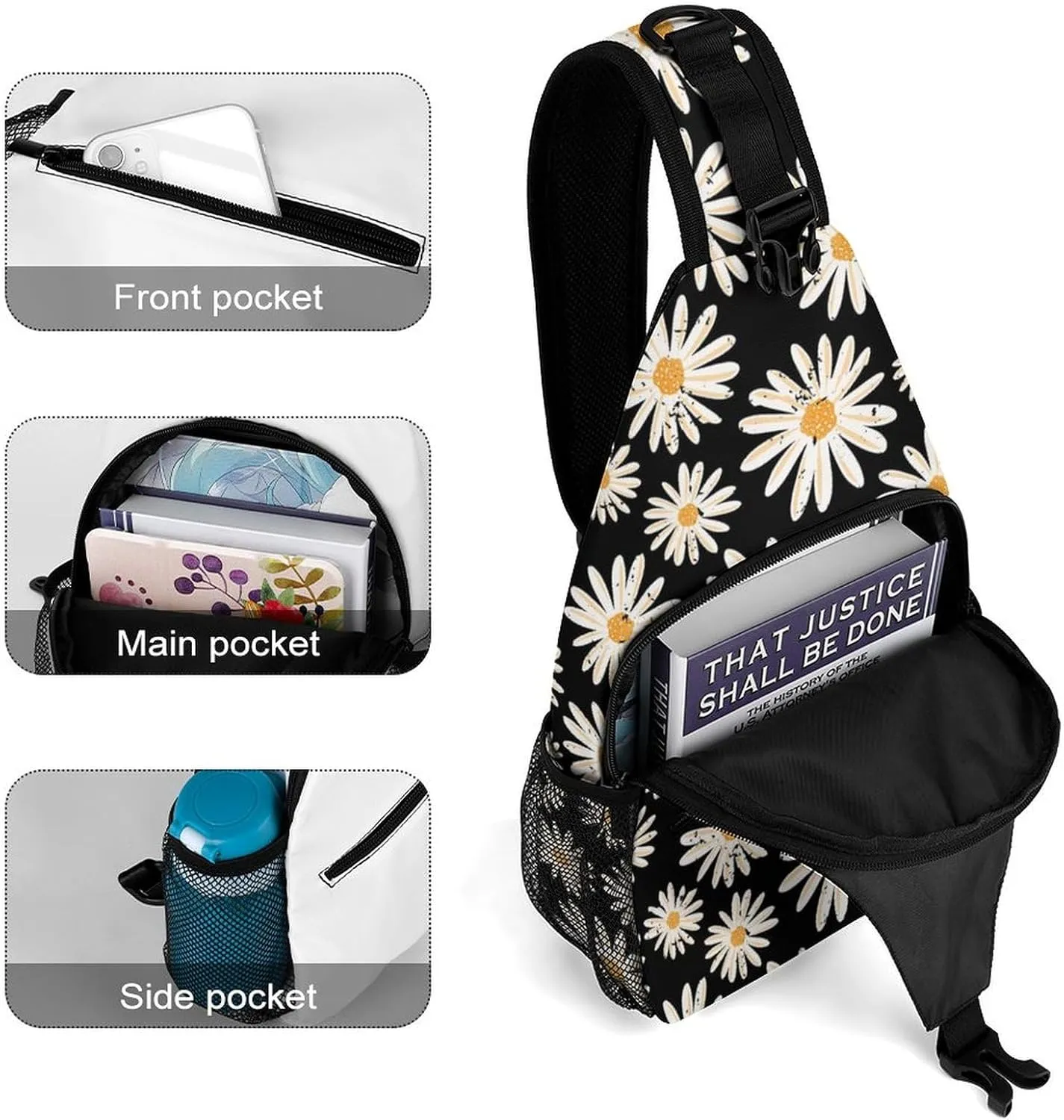 Hippie Flowers Versatile And Convenient Multipurpose Crossbody Bag - Perfect for Travel And Hiking