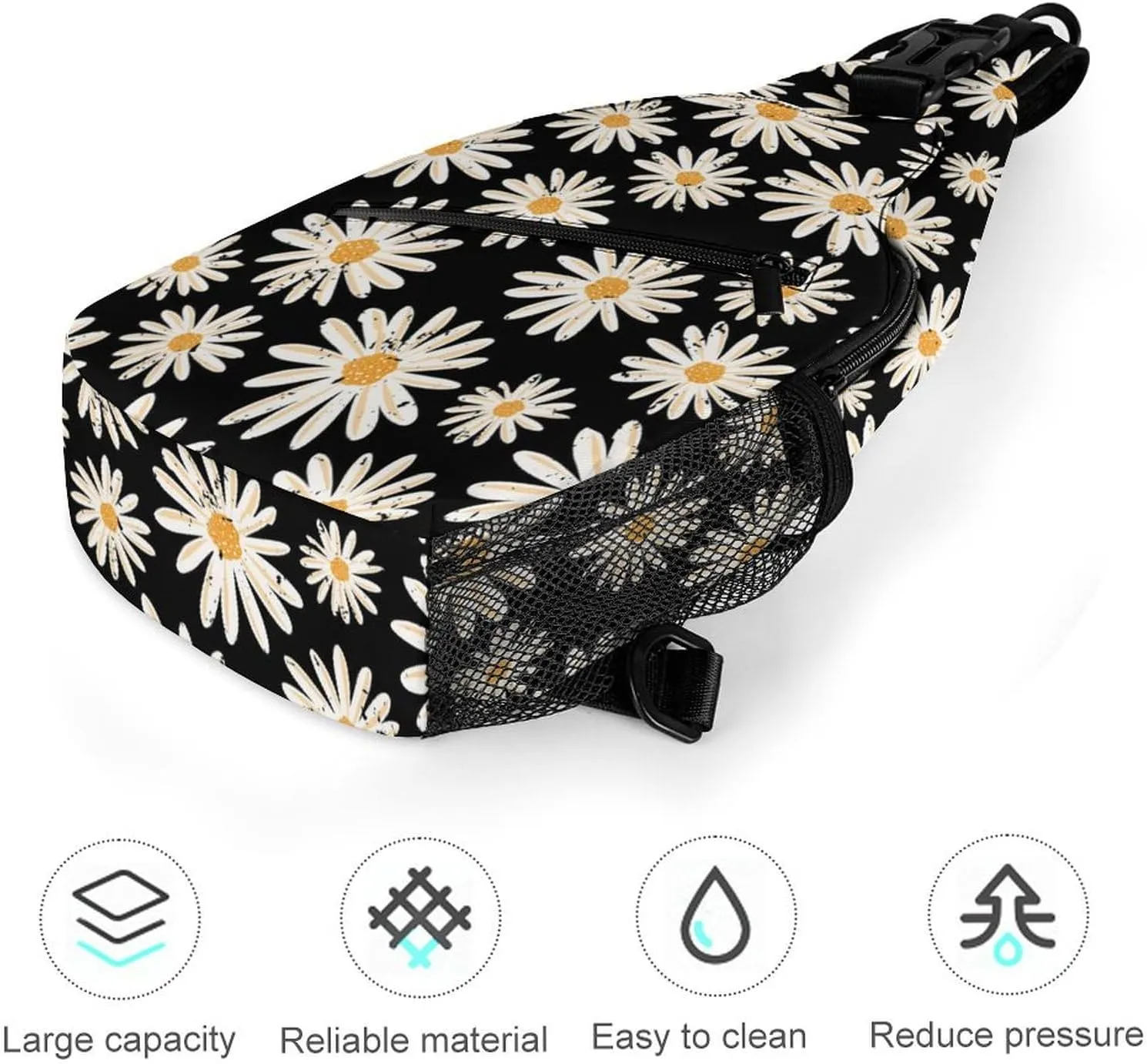 Hippie Flowers Versatile And Convenient Multipurpose Crossbody Bag - Perfect for Travel And Hiking