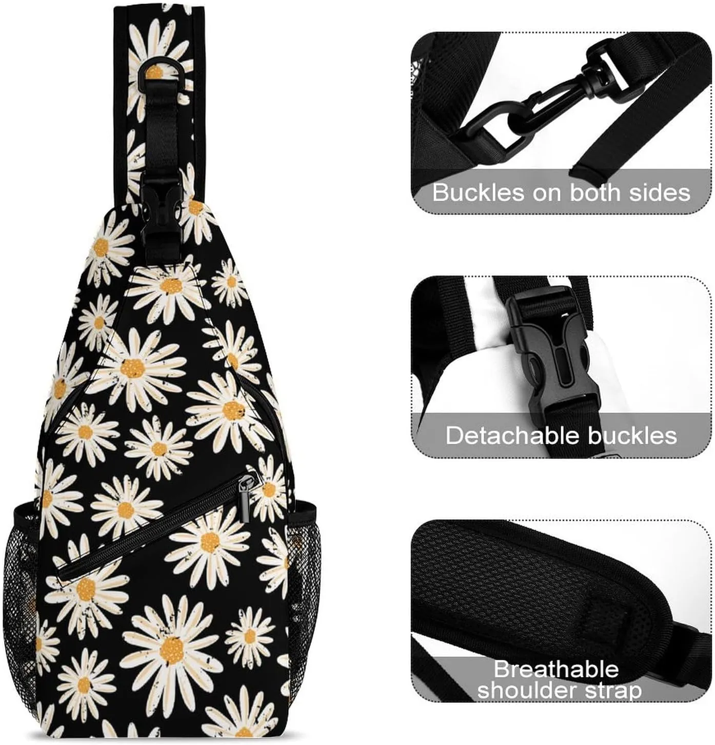Hippie Flowers Versatile And Convenient Multipurpose Crossbody Bag - Perfect for Travel And Hiking