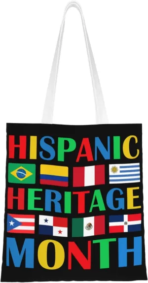 Hispanic Heritage Month Tote Bag for Women Canvas Shopping Bags Reusable Beach Bag Grocery Bags Tote Shoulder Bag Gift Bags