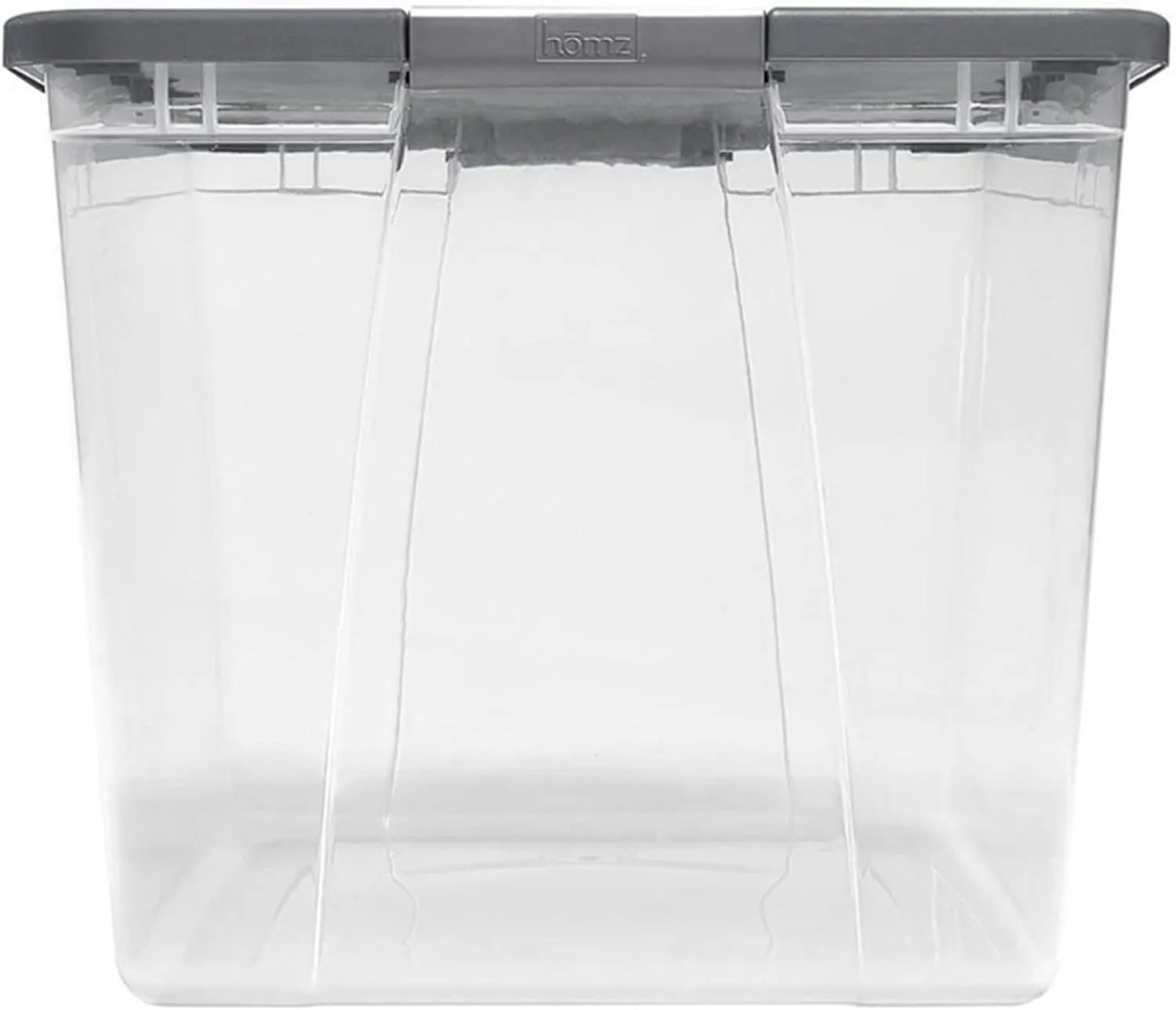 HOMZ 2-Pack Secure Latch, Clear Plastic Storage Organizer Bins, 64 Quart, Gray Lid - Heavy-Duty Container Boxes with Lids for Home, Office, and Garage