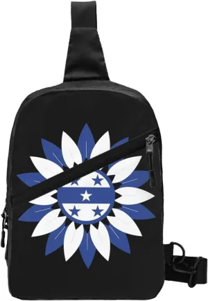 Honduras Sunflower Flag Packable Crossbody Bag Portable Sling Bags Foldable Travel Daypack Reusable Sports Shoulder Backpack Diagonally Chest Bag for Workout