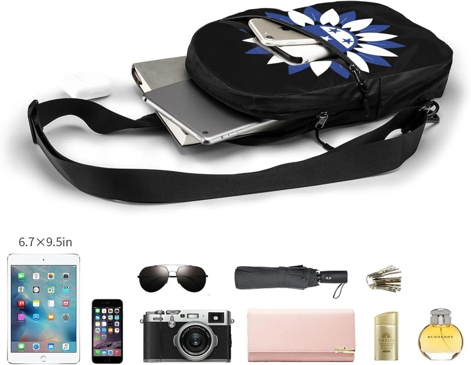 Honduras Sunflower Flag Packable Crossbody Bag Portable Sling Bags Foldable Travel Daypack Reusable Sports Shoulder Backpack Diagonally Chest Bag for Workout