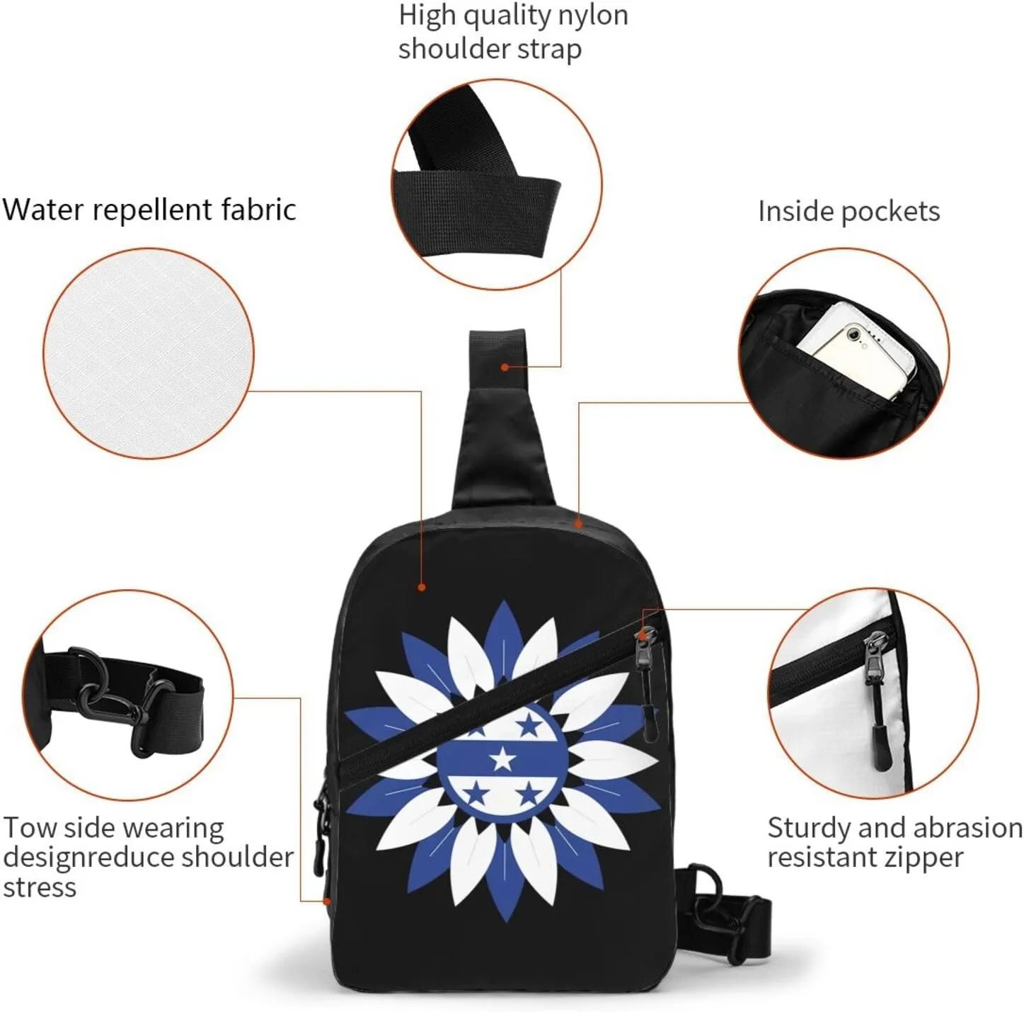 Honduras Sunflower Flag Packable Crossbody Bag Portable Sling Bags Foldable Travel Daypack Reusable Sports Shoulder Backpack Diagonally Chest Bag for Workout