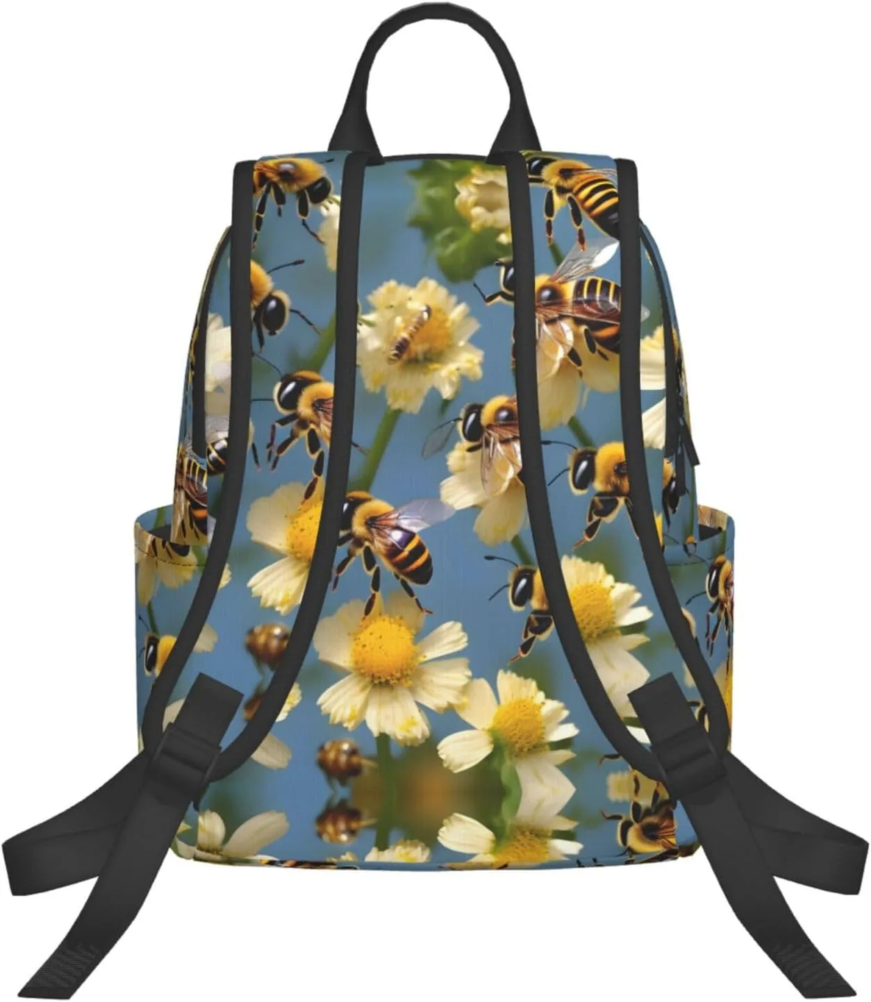 Honey Bees Flowers Print Lightweight Backpack, Travel Bookbag College Bag,Laptop Backpack For Men Women