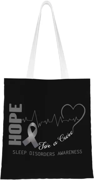 Hope For A Cure Sleep Disorders Awareness Tote Bag for Women Canvas Shopping Bags Reusable Large Capacity Casual Shoulder Handbags Grocery Bags DIY Gift Bags