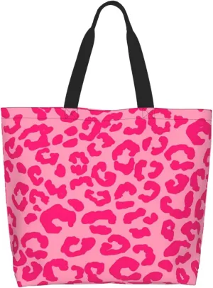 Hot Pinks Zebra Leopard Animal Stripes Women's Tote Bag Large Capacity Single Shoulder Bags Handbag for Shopping Work