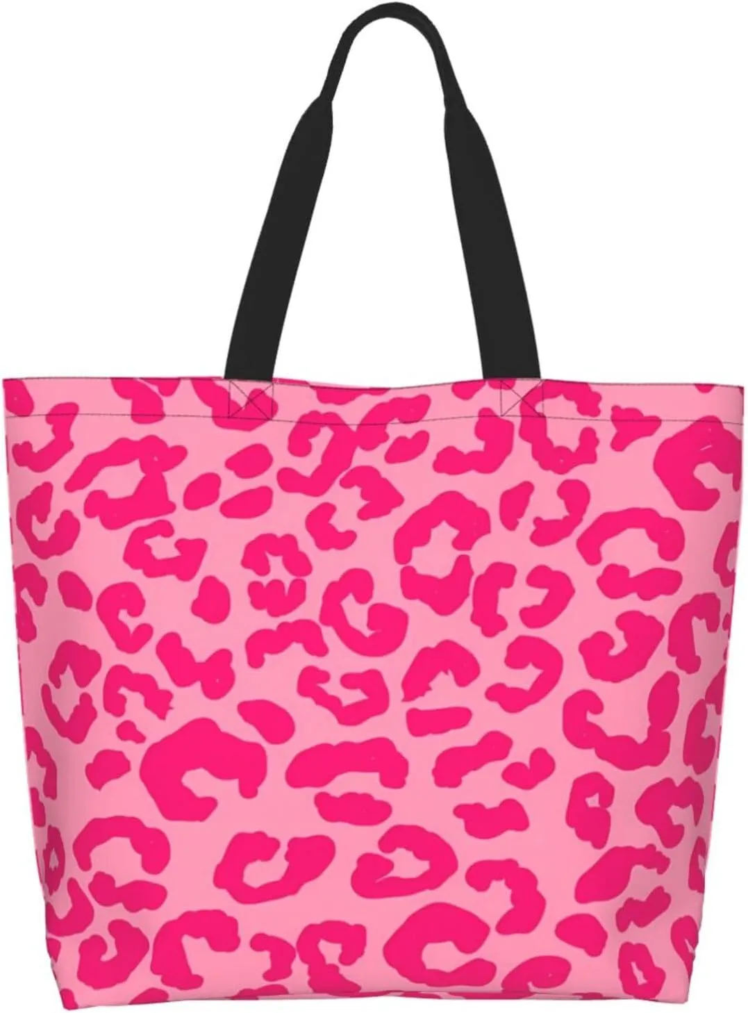 Hot Pinks Zebra Leopard Animal Stripes Women's Tote Bag Large Capacity Single Shoulder Bags Handbag for Shopping Work