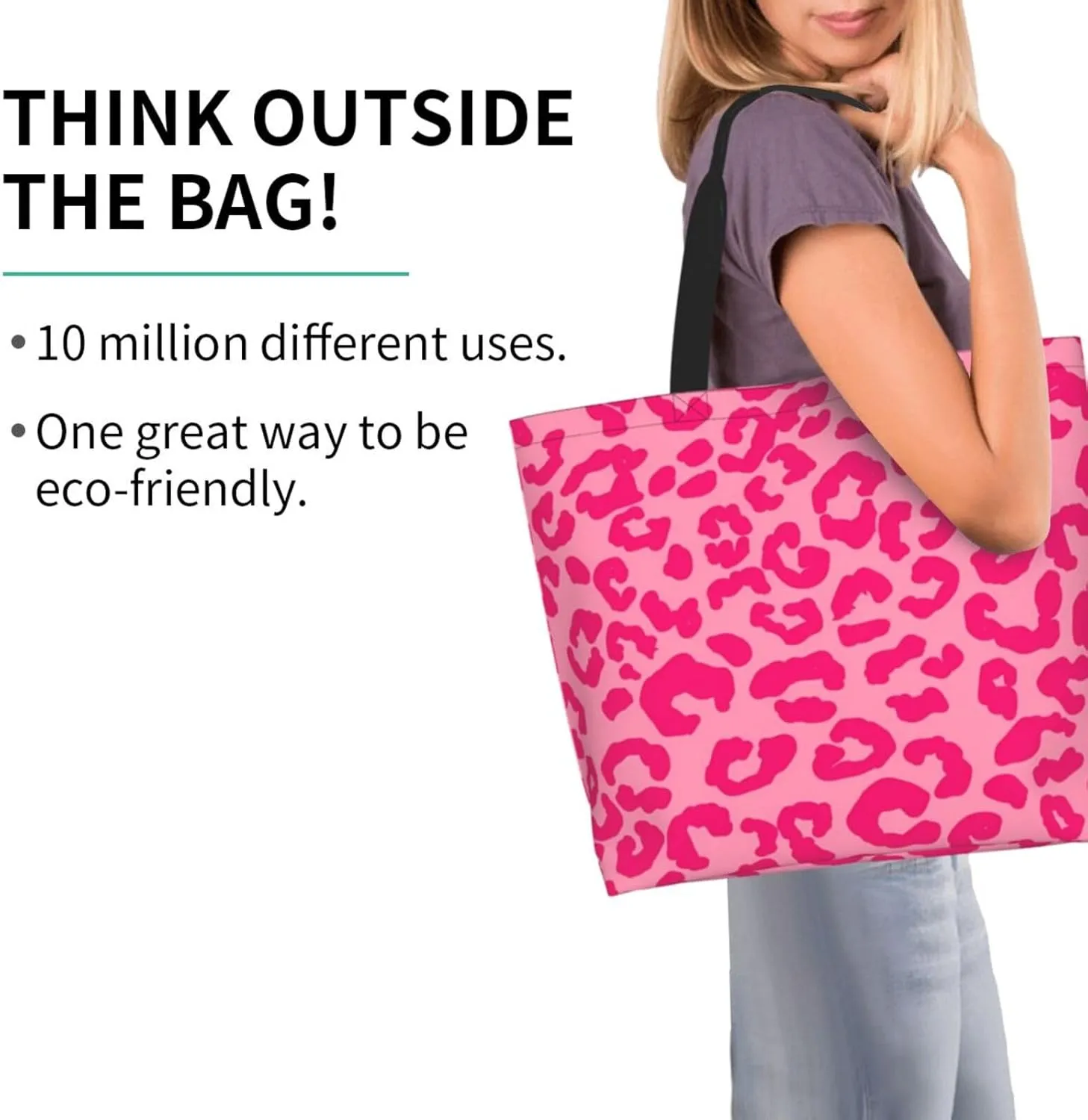 Hot Pinks Zebra Leopard Animal Stripes Women's Tote Bag Large Capacity Single Shoulder Bags Handbag for Shopping Work