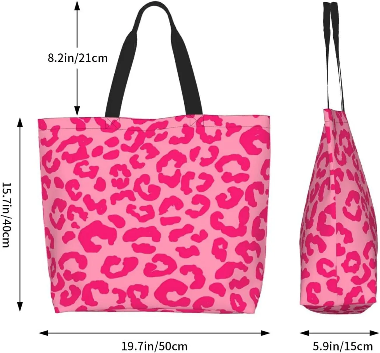 Hot Pinks Zebra Leopard Animal Stripes Women's Tote Bag Large Capacity Single Shoulder Bags Handbag for Shopping Work