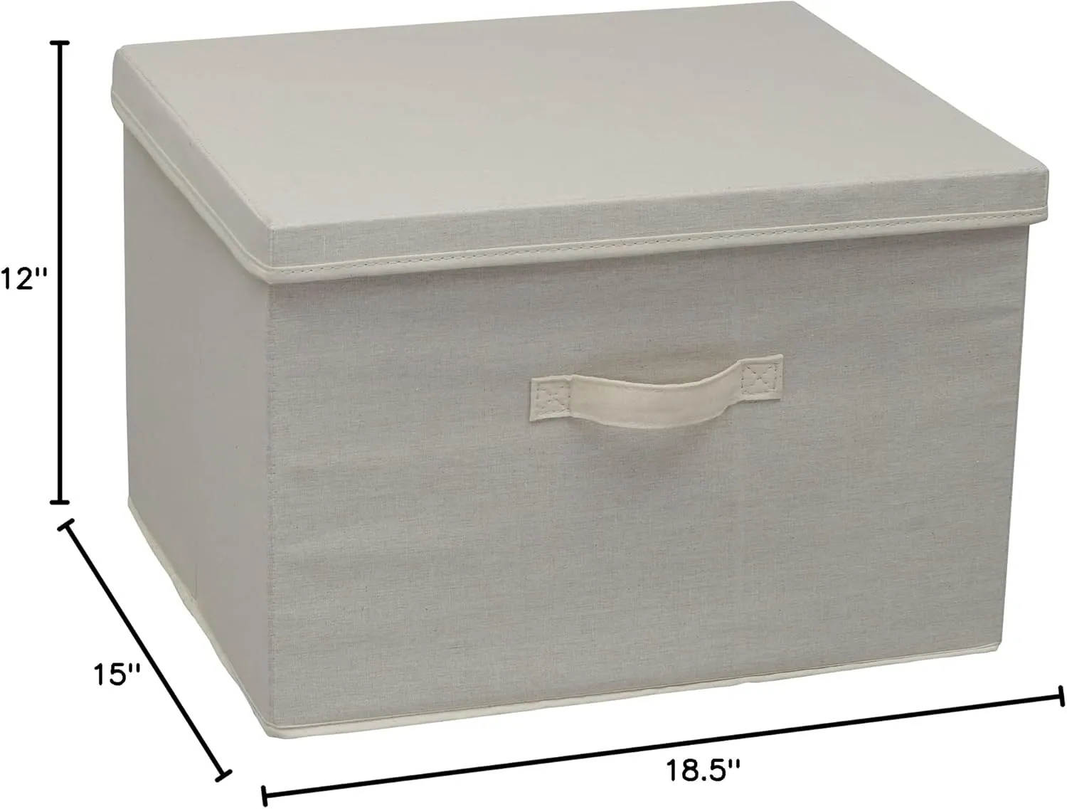 Household Essentials Natural Wide Storage Box with Lid, 15”x18.5”x12”, Wide-18.5" W x D