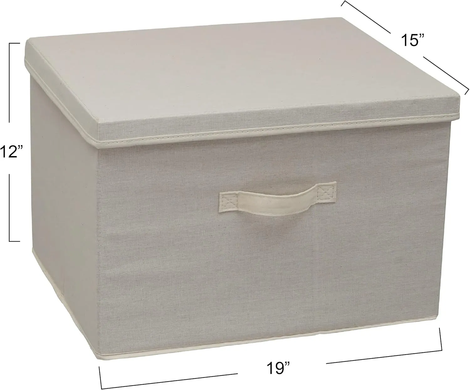 Household Essentials Natural Wide Storage Box with Lid, 15”x18.5”x12”, Wide-18.5" W x D