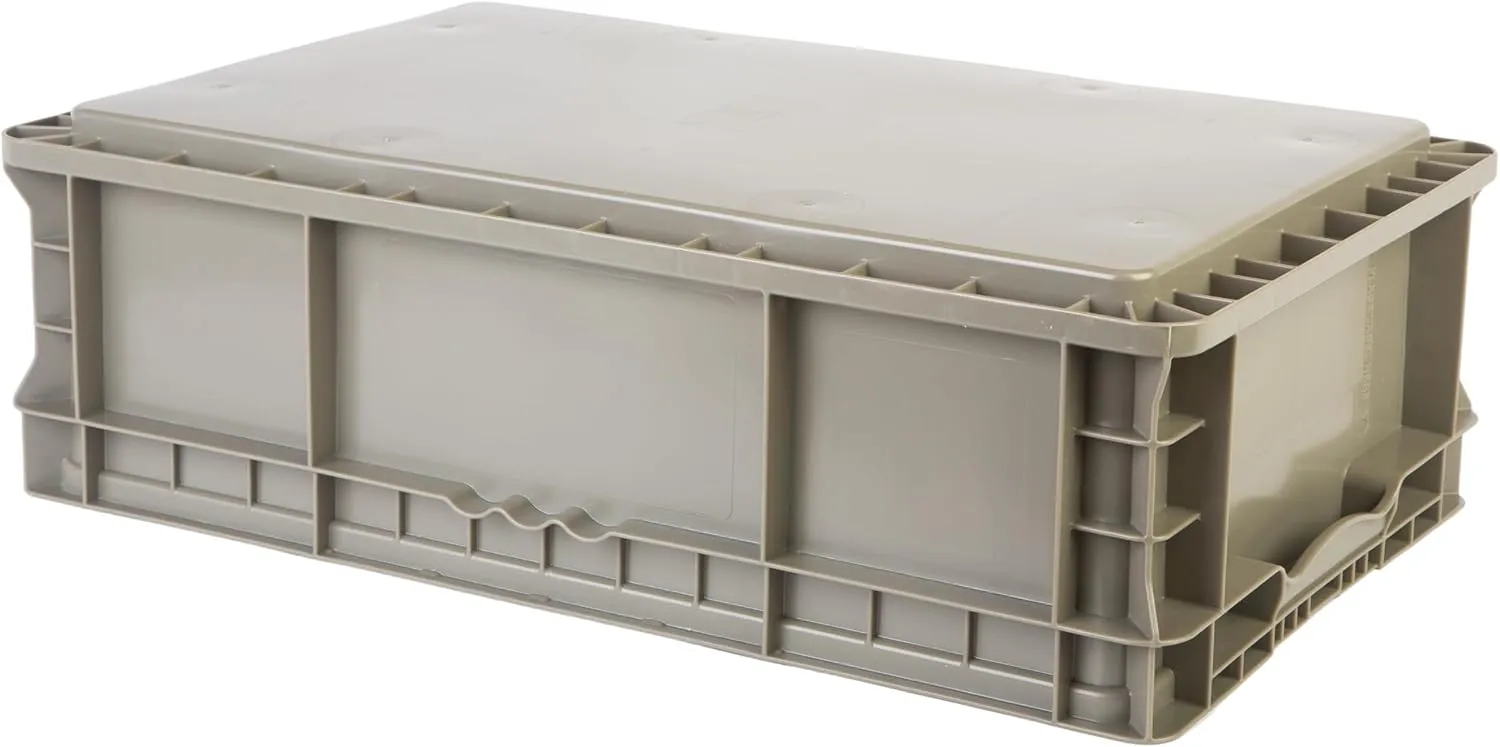Hudson Exchange 24 x 15 x 7.5" (2 Pack) Straight Wall Handled Storage Container Tote, Gray/Brown