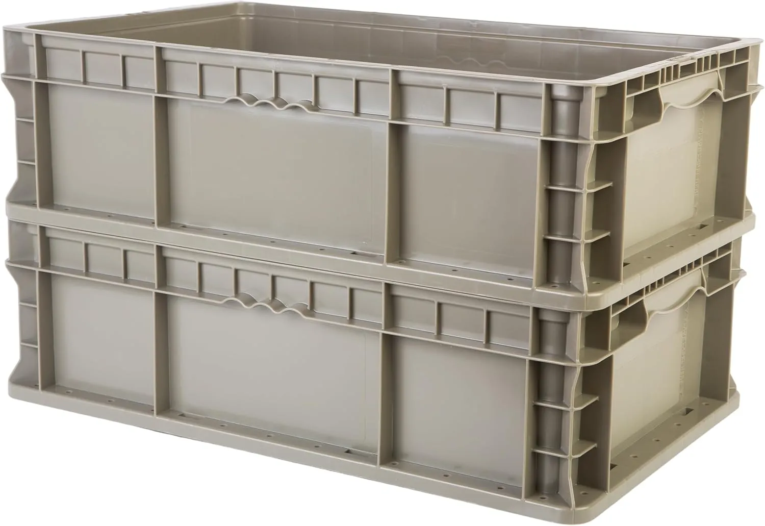 Hudson Exchange 24 x 15 x 7.5" (2 Pack) Straight Wall Handled Storage Container Tote, Gray/Brown