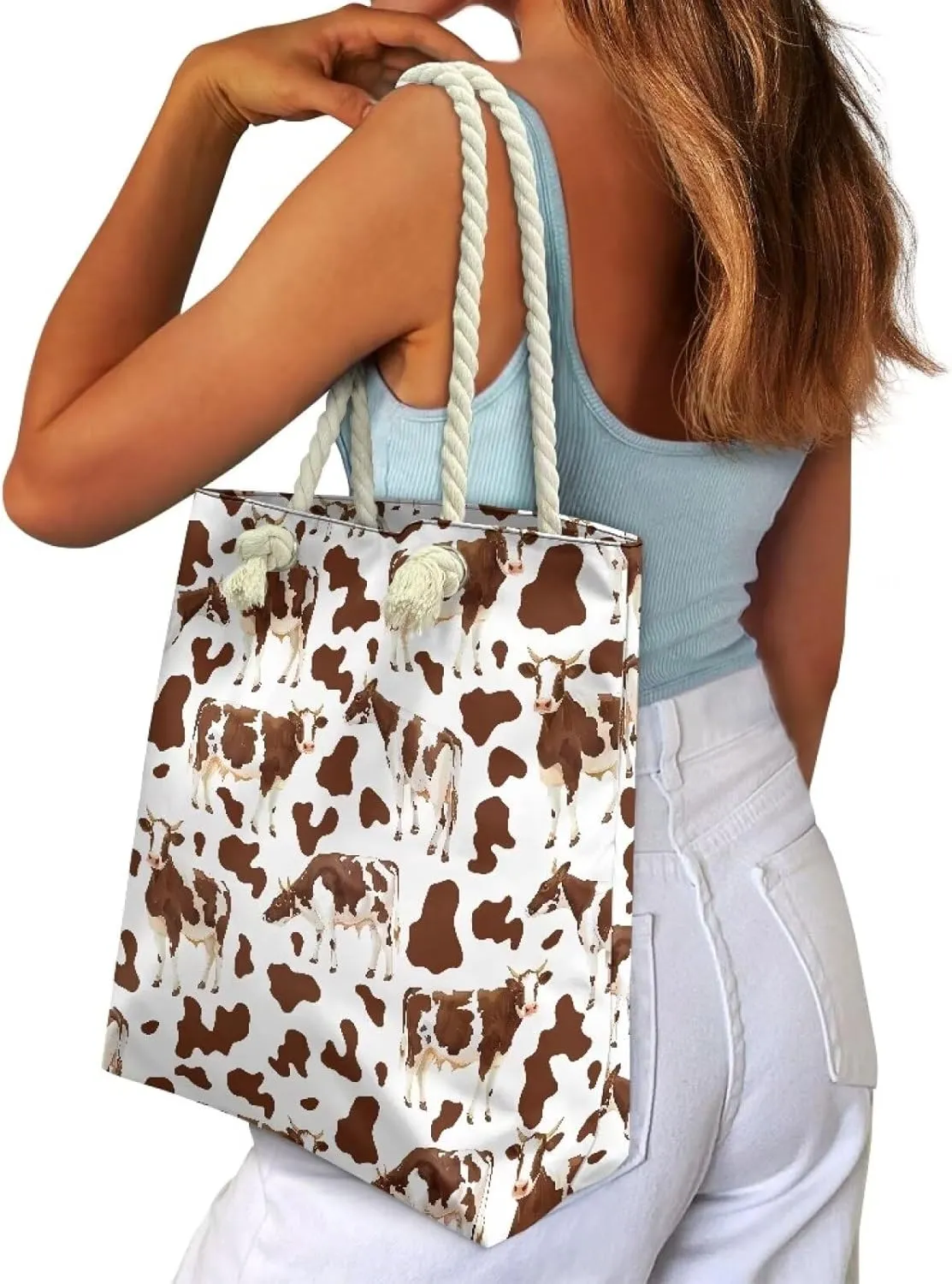 HUGS IDEA Women's Top Handle Bag Casual Grocery Totes Beach Handbags for Teens Shoulder Bags