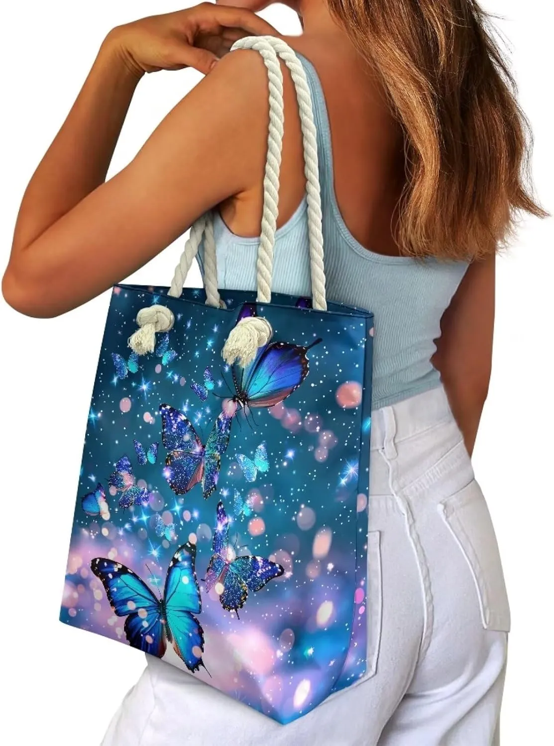 HUGS IDEA Women's Top Handle Bag Casual Grocery Totes Beach Handbags for Teens Shoulder Bags