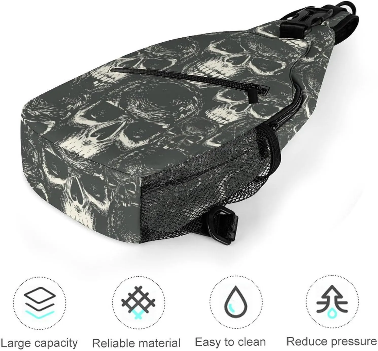 Human Skulls Versatile And Convenient Multipurpose Crossbody Bag - Perfect for Travel And Hiking
