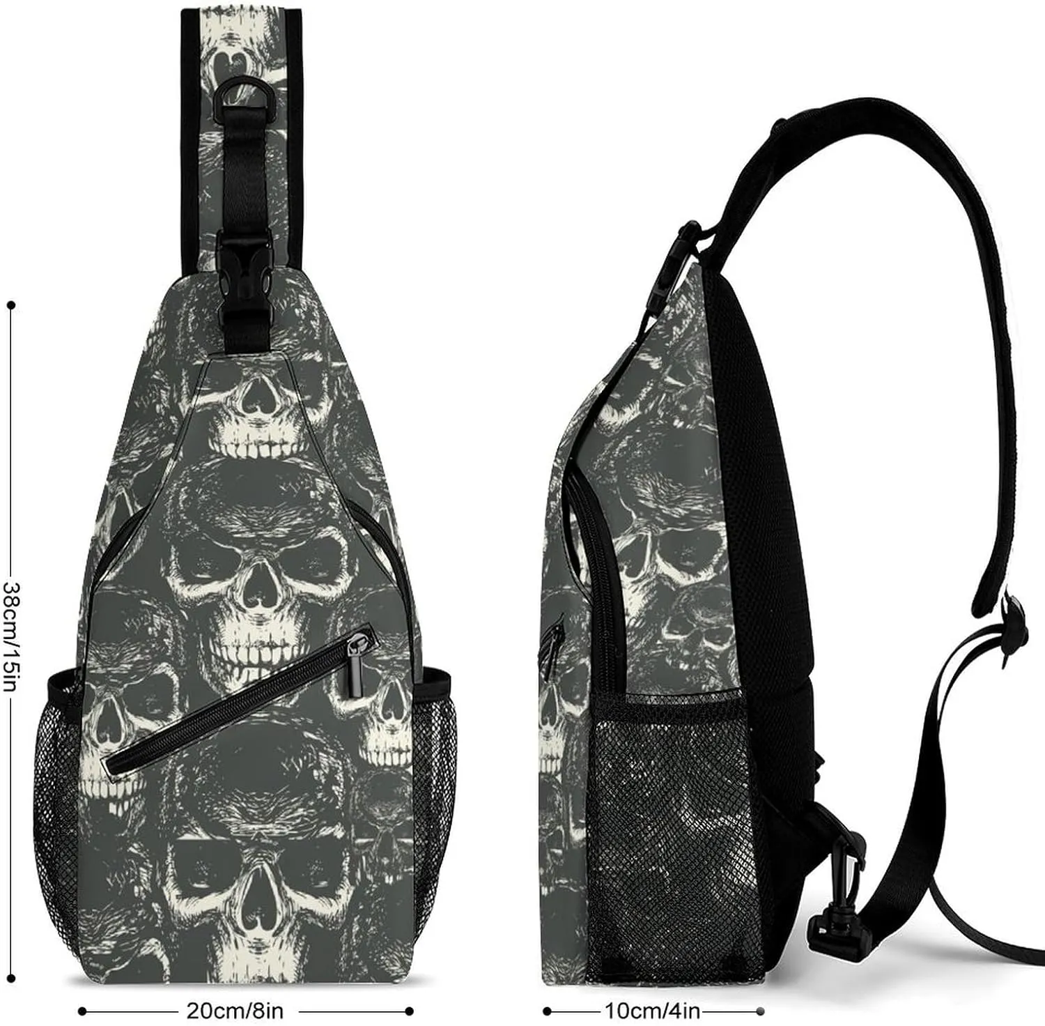 Human Skulls Versatile And Convenient Multipurpose Crossbody Bag - Perfect for Travel And Hiking
